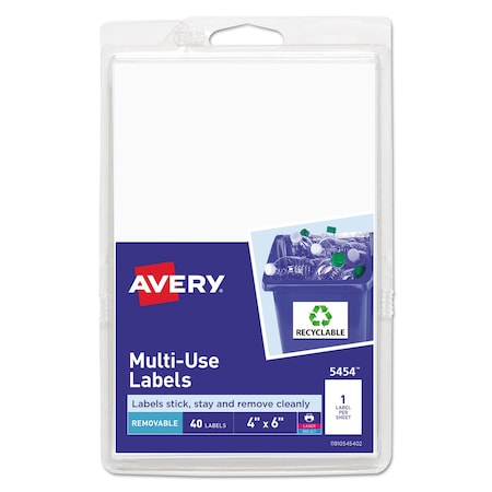 Avery Dennison Label, 4"X6", White, PK40 05454